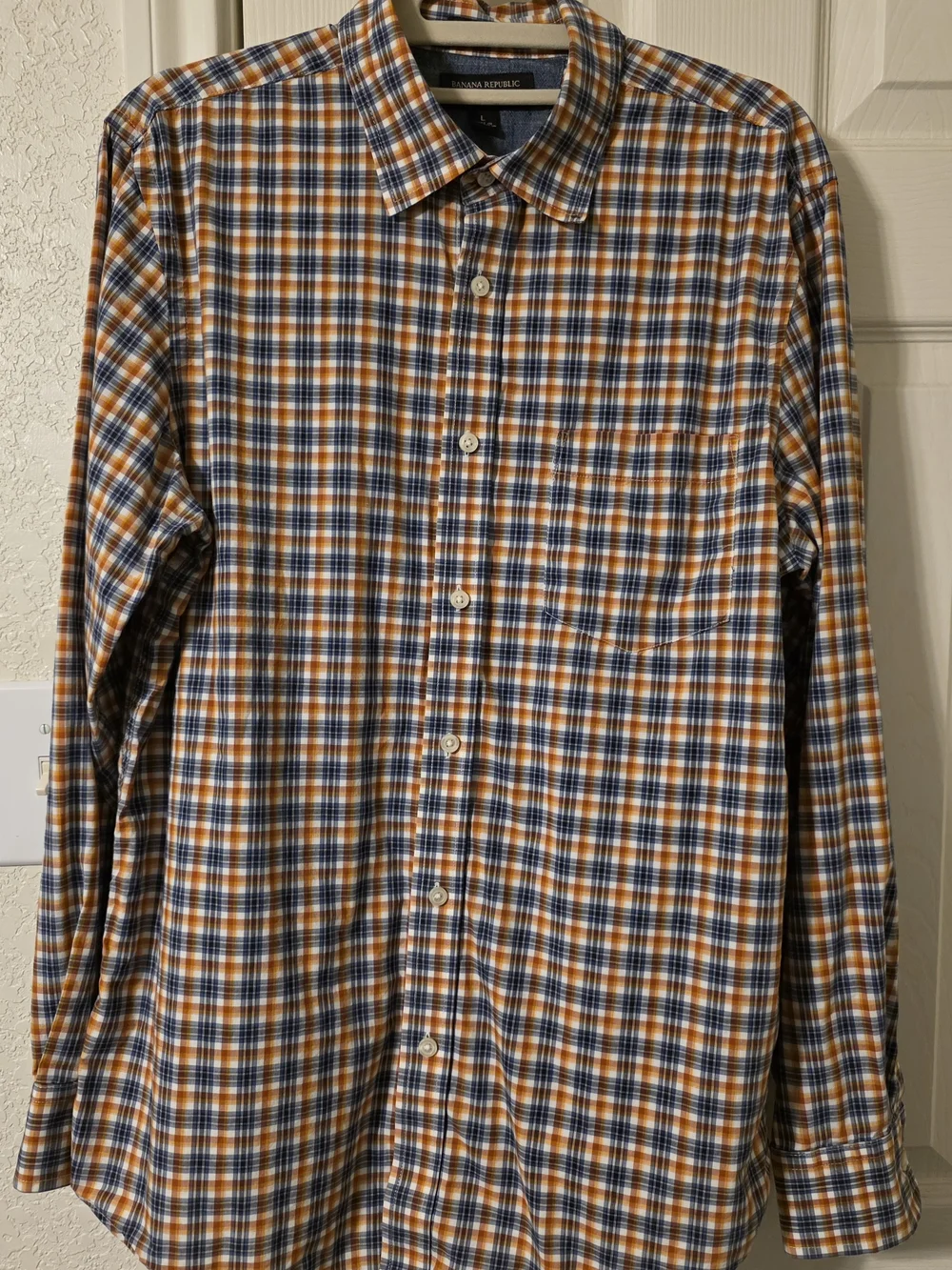 Banana Republic Men's Plaid Button-Down Shirt - Blue & Orange
